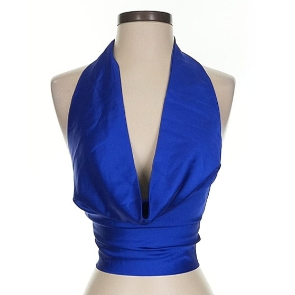 Cider Blue Halter Crop Top